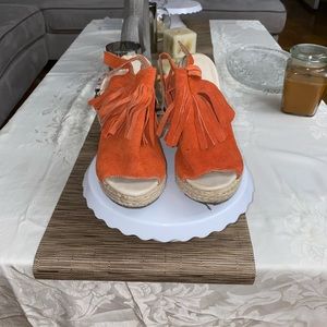 Chelsea crew Wedges, Orange, slightly worn, condition:Good